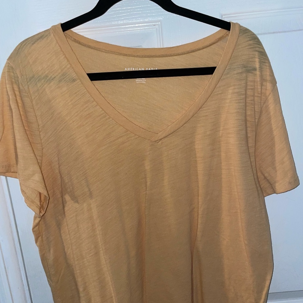 American eagle comfort color yellow v-neck t-shirt